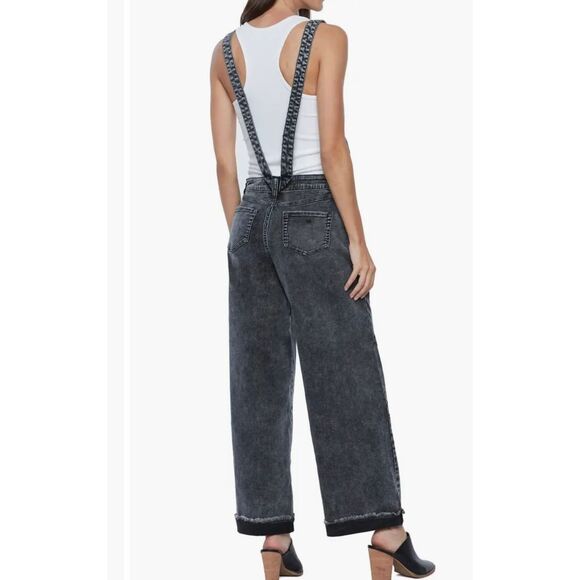 Wash Lab Storm Grey Overalls Sz‎ M NWT Wide Legs Rolled Frayed Hem WL1136J - Picture 5 of 16